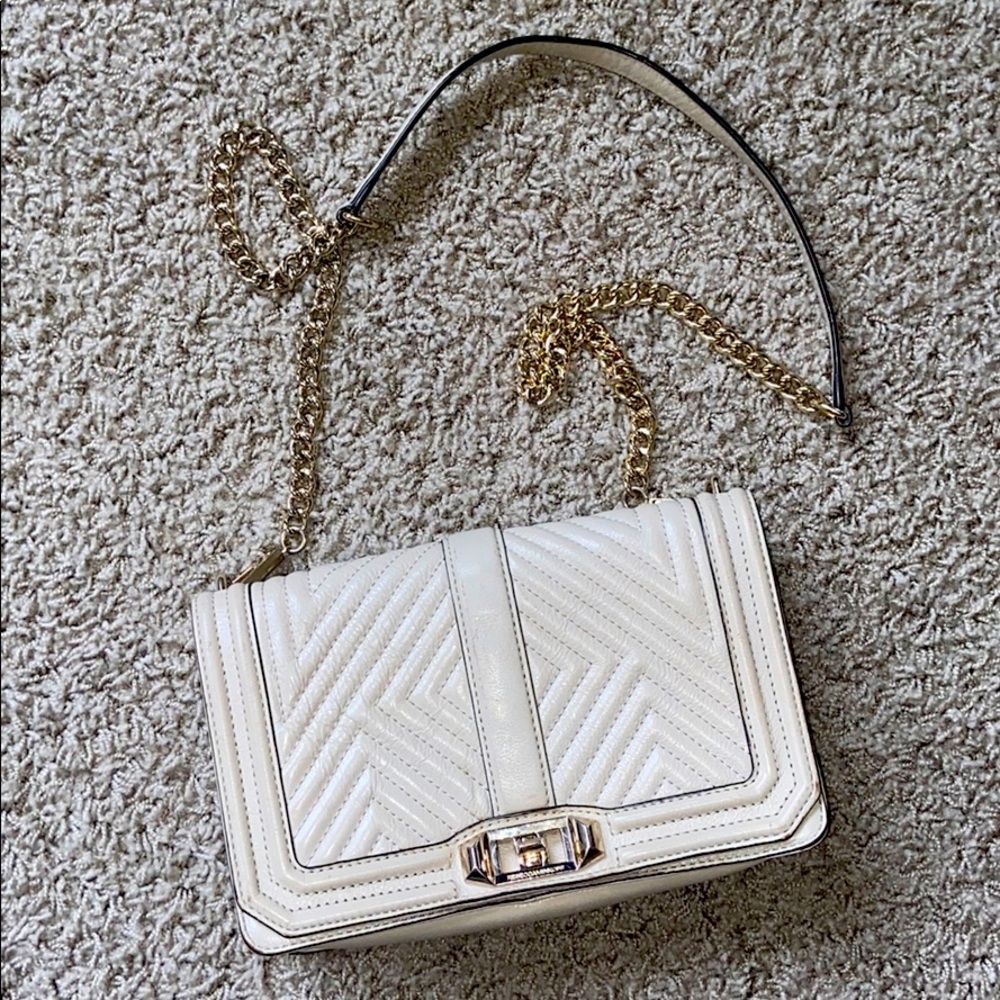 Rebecca Minkoff White Crossbody Bag with Gold Chain